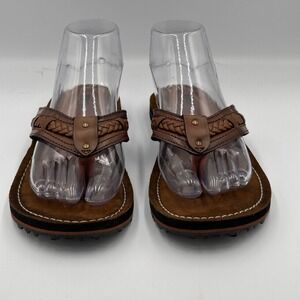 Clarks Brinkley Coast Braided Thong Flip Flop Sandals Womens 8 Brown